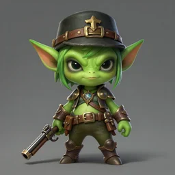 a highly detailed illustration of short cute gunslinger green goblin girl, art by artgerm and greg rutowski, intricate, elegant, highly detailed, centered, digital painting, artstation, concept art, smooth, sharp focus, league of legends concept art, wlop.