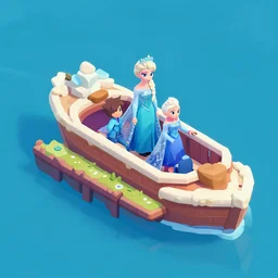 frozen ever after, boat ride, isometric 2. 5 d game level, myvmk, with detailed, clean, cartoon, pixar, disney, toon shader, arnold maya render, unreal engine, artgerm, artstation by miha rinne