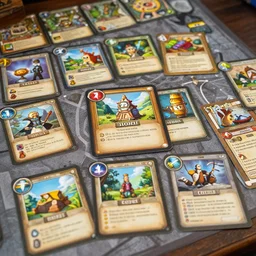 example of card design of a new card game . The cards are showing different items and power up , Pinterest and art station, concept art and tabletop