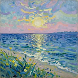 detailed expressionist oil painting by van gogh the sea in spring, beautiful sea landscape in early morning, dawn on the sea, 8 k resolution, smooth, sharp focus, matte painting