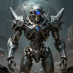 cyberpunk cycloptic doomsday machine, anthropomorphic death machine, atomic bomb in background, fantasy concept art, hyper realistic illustration, symetrical complex fine detail, breathtaking composition, 8 k, sinister, artstation, unreal engine,