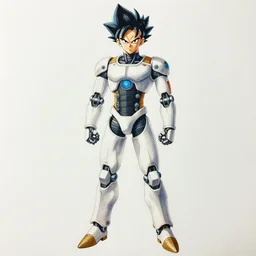 a watercolor painting full body character portrait of a cybernetic half saiyan robot in the style of jean giraud in the style of moebius trending on artstation deviantart pinterest detailed realistic hd 8 k high resolution