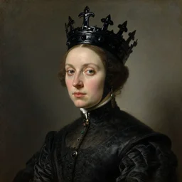(((((The portrait of Lady in black wax crown))))) by Dirck van Baburen !!!!!!, ((dark fantasy, witcher)), very detailed oil painting in the alla prima style, masterpiece, 8k