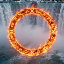 niagara fx texture of fire circle with glowing runes, photorealistic, ue 5, octane render featured on artstation, sharp focus, ray tracing, artstationhq, cgsociety, 8 k texture