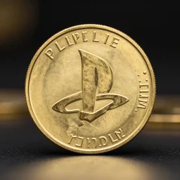 an gold coin with the ps symbols, close up photo, ultra realistic, studio photo, bokeh, subsurface scattering, 8 k, hd, centered, trending on artstation