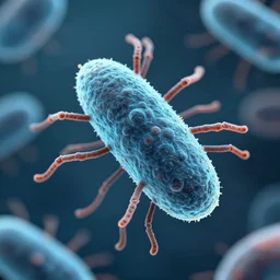 close-up photograph of a bacteria, incredibly detailed, very beautiful, studio lighting, 50mm lens