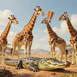 ( ( ( ( ( giraffe ) ) ) ) )!! ( crocodile )!!!!!! well composed, best on artstation, cgsociety, epic, stunning, gorgeous, intricate detail, wow, masterpiece