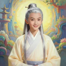portrait painting of a 6 0 year old kind handsome taoist priest, like zun long, silver ponytail hair, amiable by wenjun lin, irakli nadar, bright colors, octopath traveler, wenjun lin, unreal engine 5 highly rendered, global illumination, radiant light, detailed and intricate environment