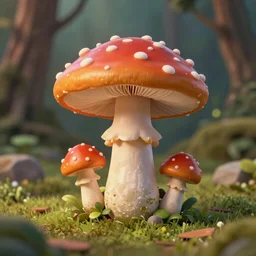 Fabulous magic mushroom in the forest, trending on artstation, 30mm, by Noah Bradley