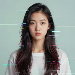 asian girl glitch art, surrealist