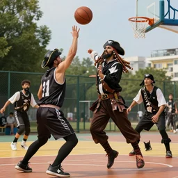 pirates playing basketball