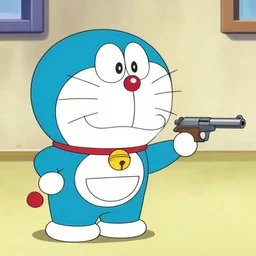 Doraemon teaching how to disarm a gun