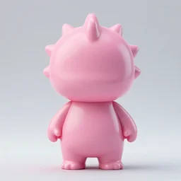 chibi stylized kaiju sofubi, glossy, blank mold, soild pink, smooth texture, promo shot