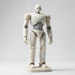 marble statue of a robot, cyborg statue, white background, studio lighting, professional photo