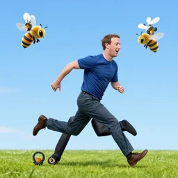 Mark Zuckerberg running from bees