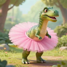 dinosaur in a pink tutu