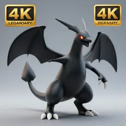 Black Legendary Pokemon , 3d render , octane render , 4k