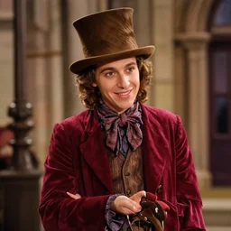 film still of julie andrews as willy wonka