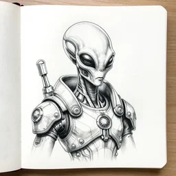 a full page concept of the alien portrait, elite, industrial design blueprint, ink on paper, scientist, labeled highly detailed, poster, Peter Mohrbacher, isometric perspective, high quality, 8K, HD