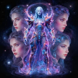 full body cosmic god, cosmic colours, space 🌌 an ultrafine hyperdetailed illustration by kim jung gi, irakli nadar, detailed faces, intricate linework, bright colors, octopath traveler, final fantasy, unreal engine 5 highly rendered, global illumination, radiant light, detailed and intricate environment