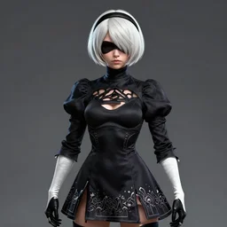 portrait of 2B nier automata as trump wearing skintight clothes, digital art by Mike Winkelmann and Bradley Munkowitz and trending on artstation, artstationHD, artstationHQ