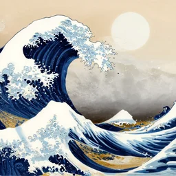 ocean waves japanese style realistic