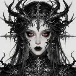 techwear occultist, chaos magick, leviathan cross, androgynous, beautiful, detailed symmetrical close up portrait, intricate complexity, in the style of takato yamamoto, artgerm and ilya kuvshinov, cell shaded