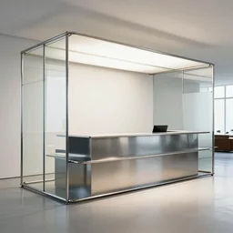 furniture design of reception, modern, steel and glass, mies van der rohe