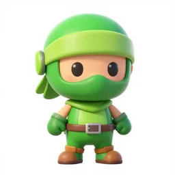 little ninja, 3 d game art, cel shaded, kawaii