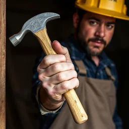 a carpenter holding a hammer.