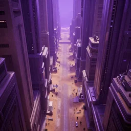 Sci-fi landscape of an alley in a desert city, view from the top, purple color-theme, cinematic, science-fiction art wallpaper, stunning digital art