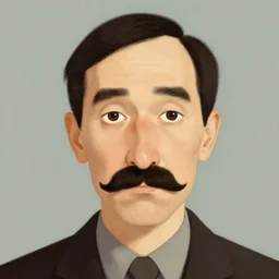 a portrait of a character with a moustache by Shaun Tan