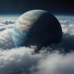 ocean planet in the clouds, cinematic angle, cinematic lighting, by Syd Mead, John Harris, Federico Pelat