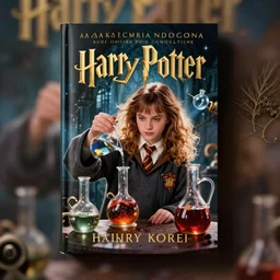 a harry potter book, the cover art is an image of hermione granger brewing a potion