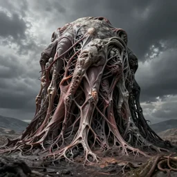skin folded like a blanket, veins, muscle tissue, the thing, horror, cosmic horror, junji ito, larry elmore, gediminas pranckevicius, h. r. giger, wide angle, art, its about the distortion of reality not the commitement to it.