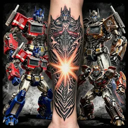 decepticon and autobots battle, tribal leg tattoo!!!!!, transformers, skywrap, soundwave, star scream, blitzwing, sunstreaker, sideswipe, intricate, cybertron, cyber punk, lazer blast, sharp, high detailed, high contrast, 1 st winner, trending, polkadot!!! grunge!!!