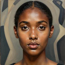 detailed portrait in femininity, realistic face sculpted features, ethnic, exotic, arabic, melanin, deep clear eyes, statuesque, warm glowing skin, chiaroscuro, tangible, angular impressionism, arabesque backdrop, contemporary, modern fashion, natural colors, rutkowski bussiere mullins leyendecker
