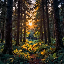 landscape by neil blevins, at night thermal imaging at dusk hyperrealism scumm bar fantasy morning sun forest, archdaily, wallpaper, highly detailed, trending on artstation.