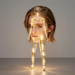emma watson sculpture made out of light bulbs