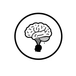 minimalist circle logo icon for a wandering mind, contained within a circled, one person, brain clouds funnel attention, retro psychology, victo ngai, kilian eng, lois van baarle