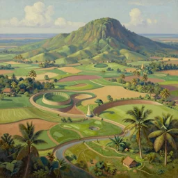a beautifu biomechanicall sri lankan landscape, concept art, intricate detail, volumetric shadows and lighting, realistic oil painting by tim hildebrandt,