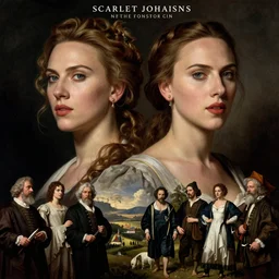 italian opera poster design of scarlet johansson and natalie portman, by jan van eyck, tom bagshaw, jean delville, william bouguereau, albrecht durer