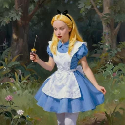 photorealistic painting of alice in wonderland