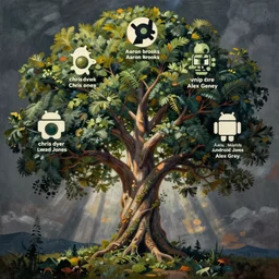 tree of life painting by aaron brooks, chris dyer, android jones, and alex grey