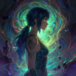 side portrait, imogen poots, paladin, gloomhaven, colorful swirly ripples, gel photgraphy lighting, anime, luminescent, organic matte painting, octane render, unreal engine, by greg manchess, huang guangjian, greg rutkowski, jesper ejsing, magali villeneuve, artgerm, ilya kuvshinov