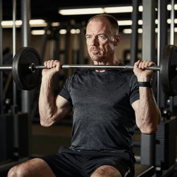 “photograph of Walter white working out at the gym, 50mm bokeh, studio lighting, golds gym,”