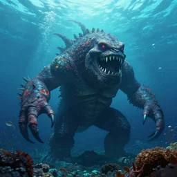 a giant monster living in the Marianas Trench