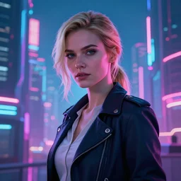 a beautiful detective woman with blonde hair, a cyberpunk city, volumetric light, by weta fx, by wlop, neon, futuristic, octane renderer,