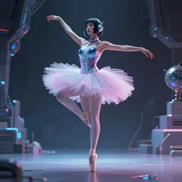 beautiful female cyberpunk girl ballerina zeen art style