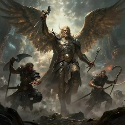 the war in heaven, by cedric peyravernay, highly detailed, excellent composition, cinematic concept art, dramatic lighting, trending on artstation